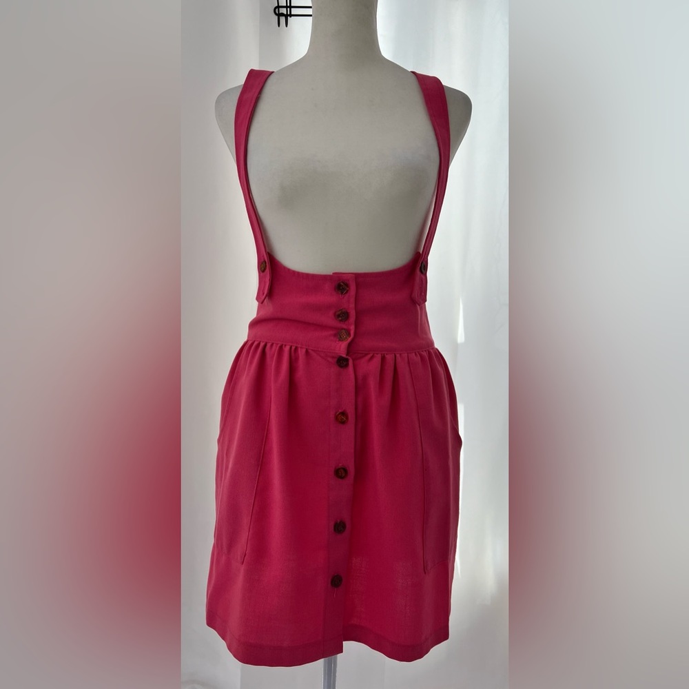 Urban Renewal Hot Pink Button-Front Mini Skirt with Suspender Straps